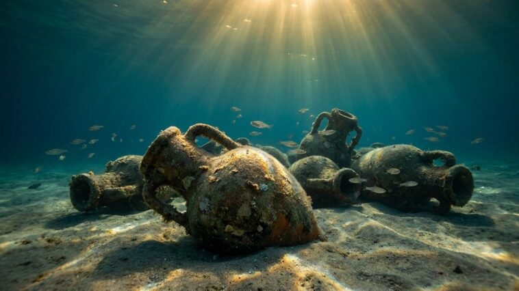 À 46 m de fond au large de la Sicile dort depuis plus de 2 000 ans un chargement de centaines d'amphores que personne n'av...