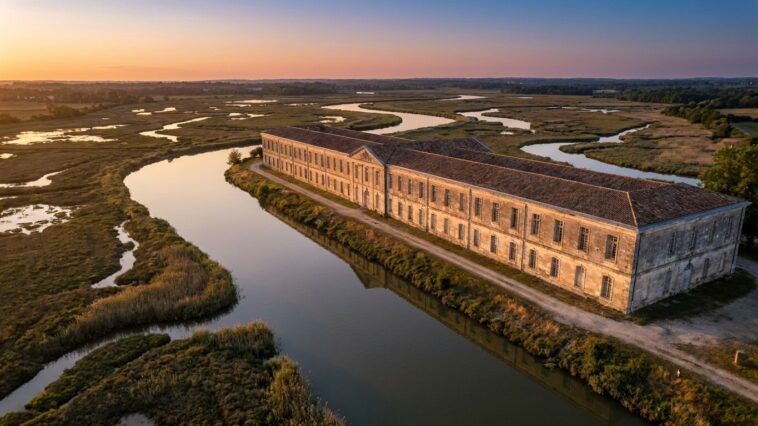 Au bord de la Charente tient depuis 1669 un bâtiment de 374 m dont les fondations n'ont jamais touché la terre ferme