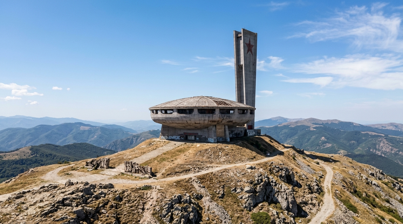 Au sommet d’un pic bulgare trône depuis 1981 une soucoupe de béton que plus personne n’a le droit d’approcher