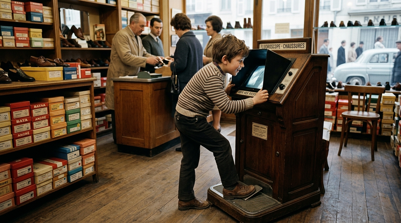 Dans les magasins de chaussures trônait jusqu’aux années 1970 une machine que les enfants adoraient