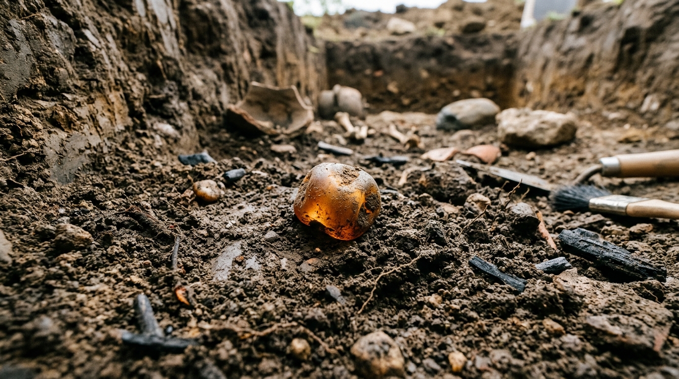 Dans une tombe de l’âge du Bronze dormait depuis 3 500 ans une perle d’ambre qui n’aurait jamais dû se trouver là
