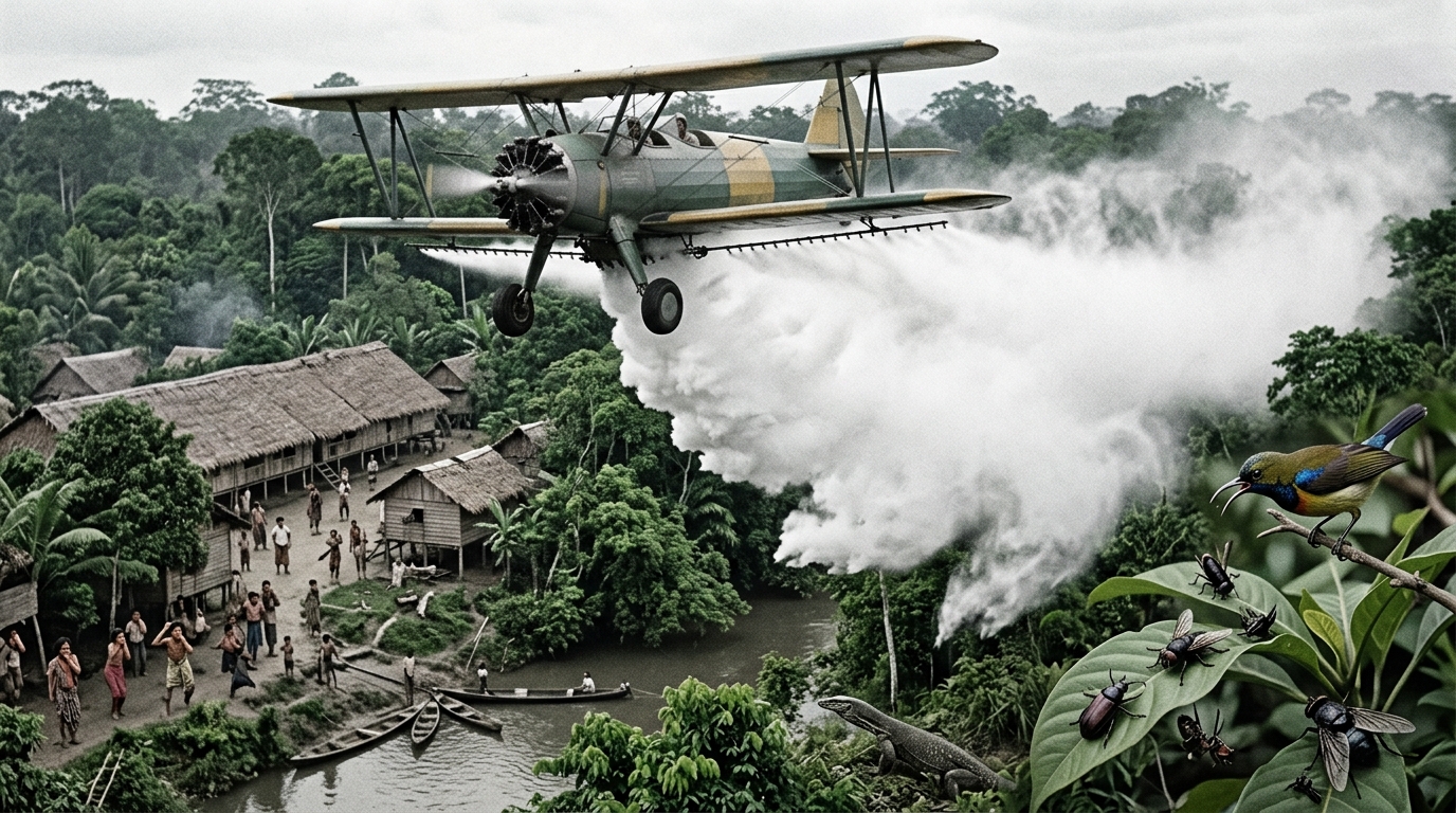 En pulvérisant 5 000 tonnes d’insecticide sur Bornéo en 1956, l’OMS a déclenché une réaction que personne n’avait vue venir