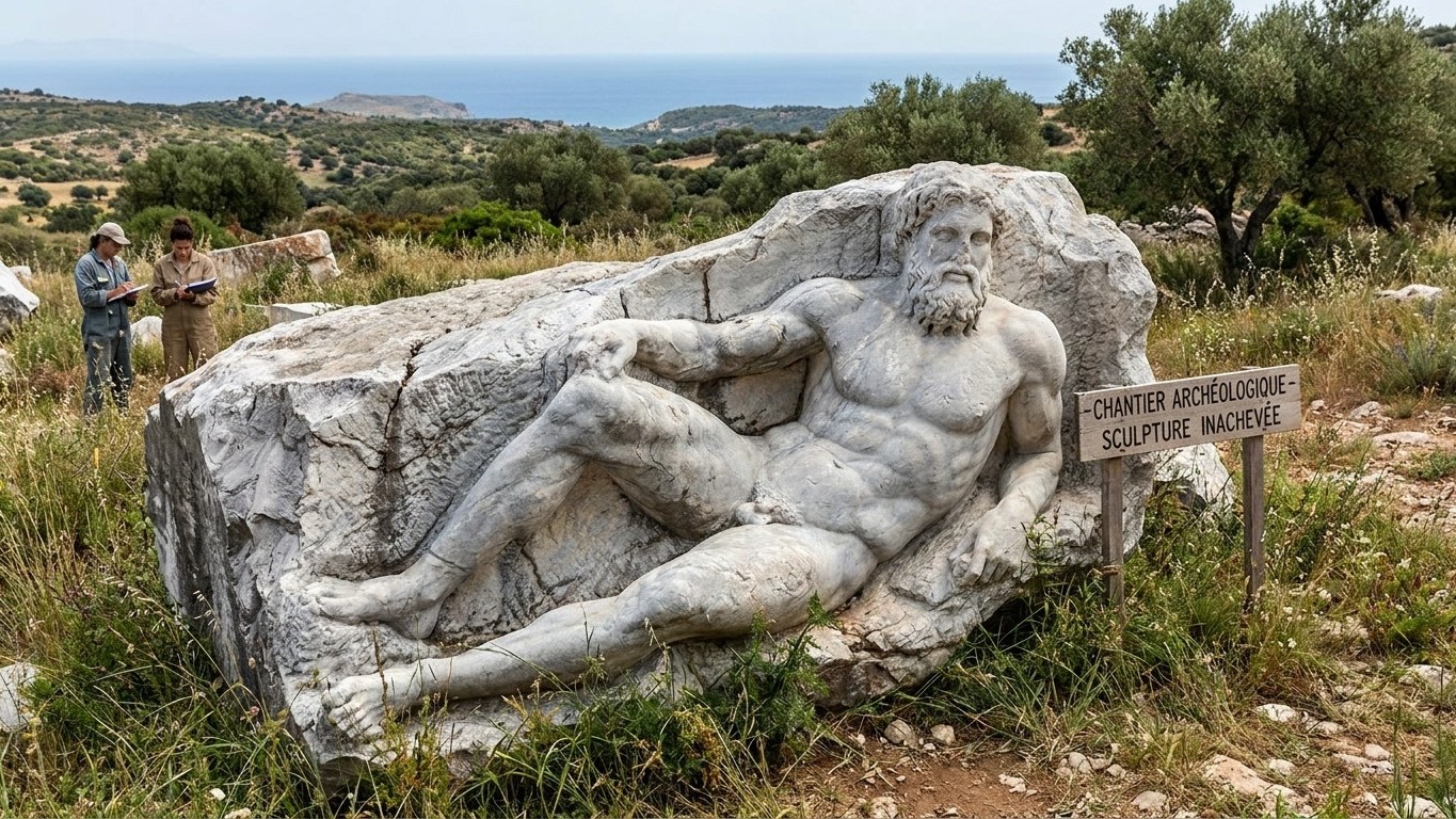 « Je pensais que c'était un bloc de marbre abandonné » : ce colosse couché dans le port du Pirée attendait un bateau qu'il...