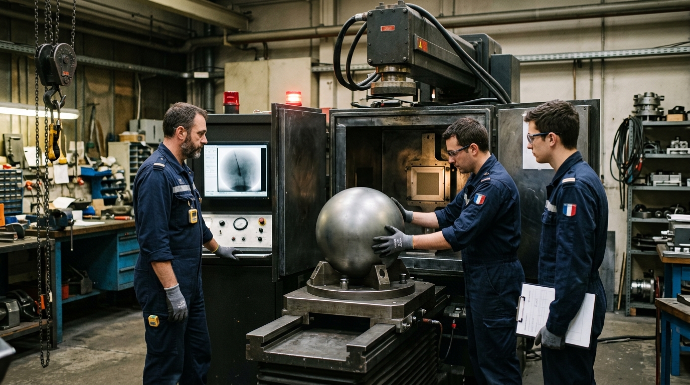 Les Betz ont pris cette boule d’acier de 10 kg pour un boulet de canon espagnol : la Marine a dû passer trois séries de rayons X