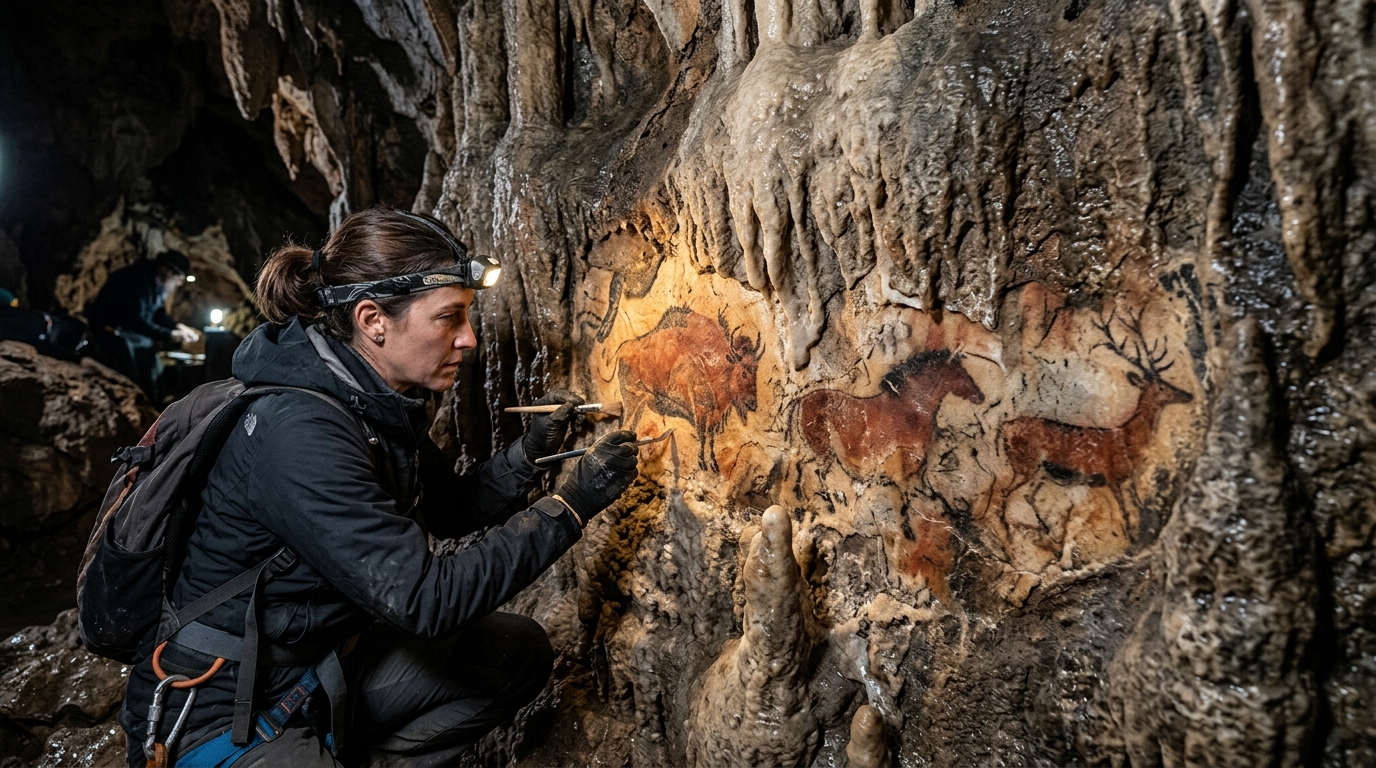 On répète depuis des décennies l’âge de ces peintures ibériques, alors qu’un dépôt minéral sur la paroi raconte l’inverse