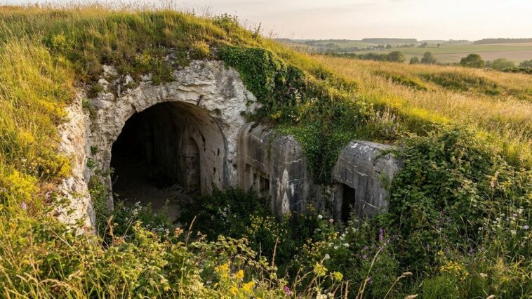Sous la craie du Pas-de-Calais dorment depuis 1944 des galeries creusées pour frapper Londres à 165 km d'où pas un seul ob...