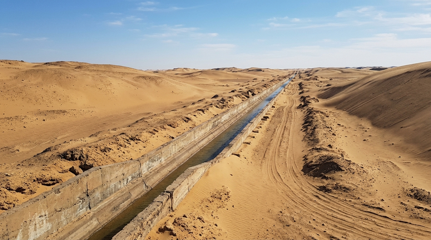 Sous le sable du sud de l’Égypte court depuis 1997 un canal de 50 km qui n’a jamais fait pousser ce qu’on lui promettait