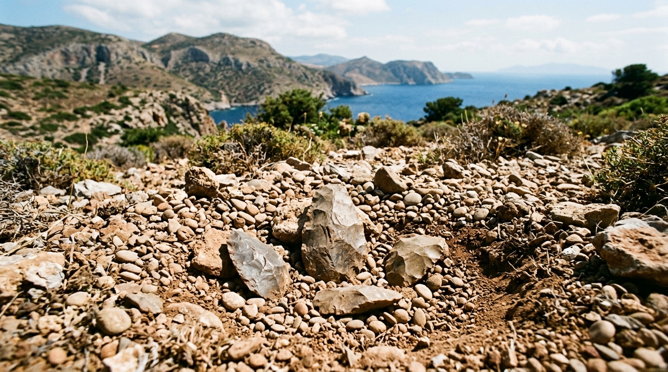 Sous les cailloux d’une île grecque dormaient depuis 130 000 ans des outils qui n’auraient jamais dû arriver là