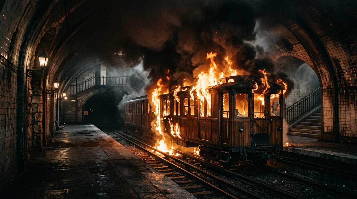 Sous une station parisienne a brûlé en 1903 une rame de bois dont le bilan a changé tout le réseau