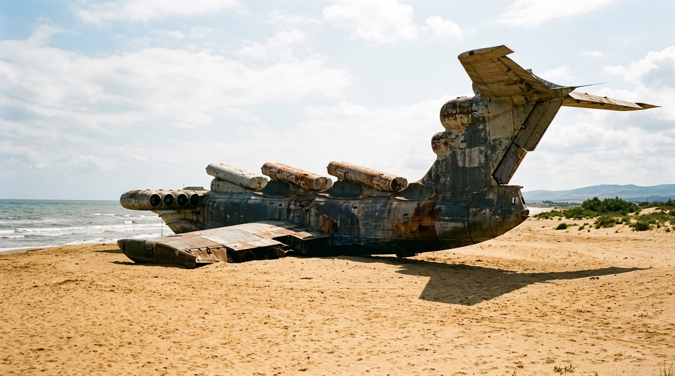 Une machine de 380 tonnes s’est posée sur une plage russe en 2020 : elle n’a jamais été ni un avion ni un bateau