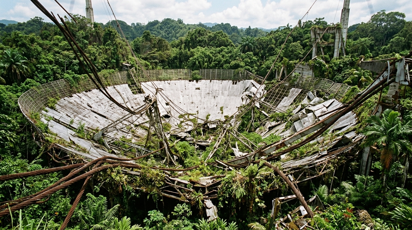 C’est fini pour Arecibo et son plat de 305 m : ce qui a lâché le 1er décembre 2020 pesait plus lourd que le miroir