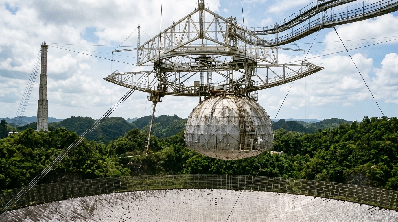 C’est fini pour la plateforme de 900 tonnes d’Arecibo : ce qui a lâché en premier n’était pas le câble le plus usé