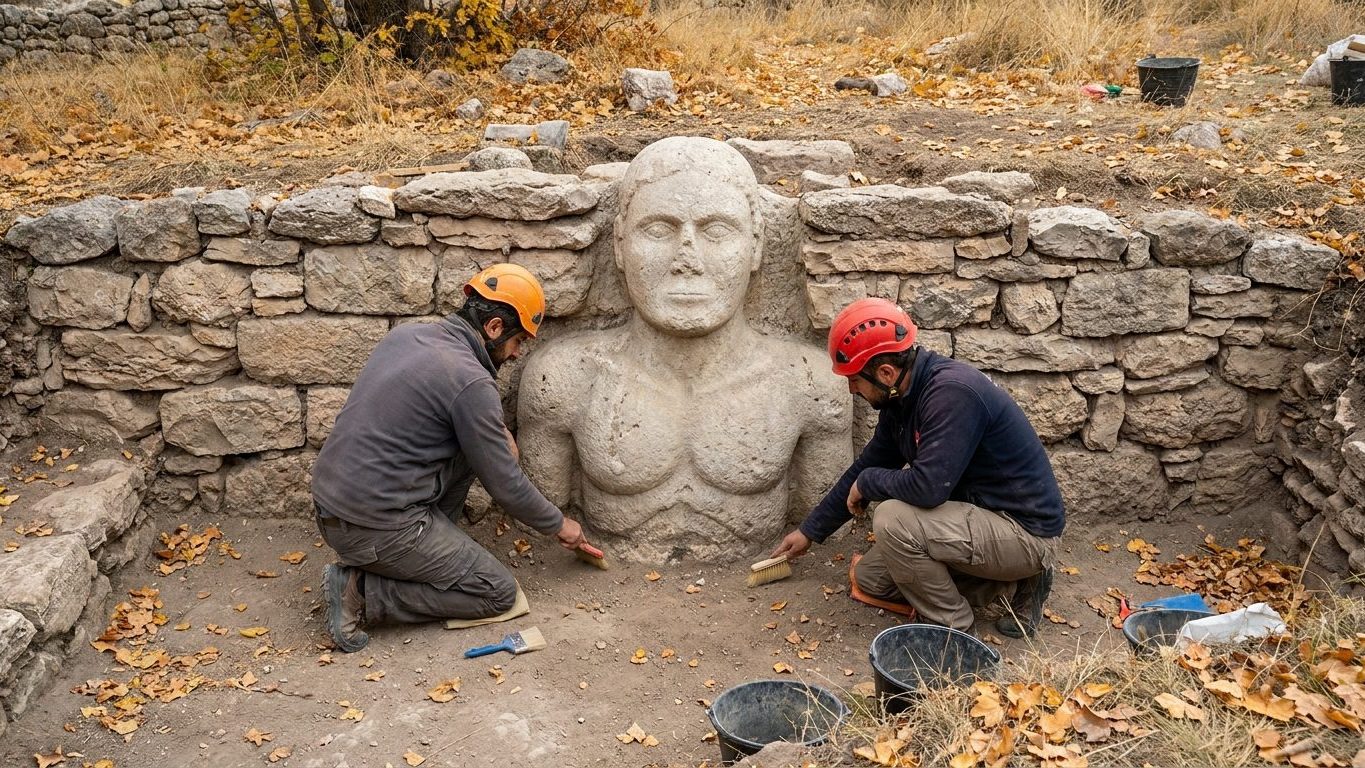 Des fouilleurs ont dégagé une statue humaine couchée dans un mur de Göbekli Tepe et ce n'est pas la statue qui les a stupé...