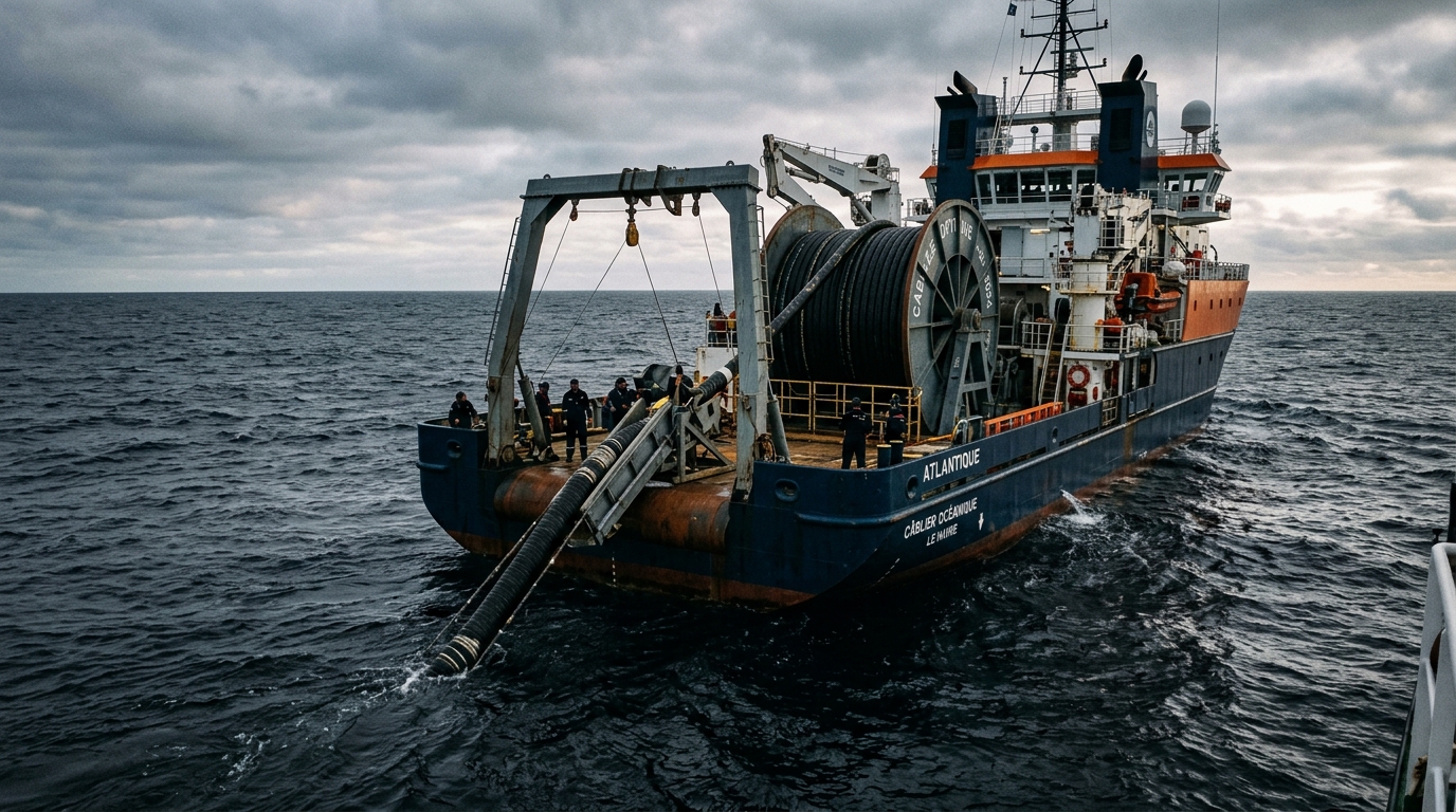 Des navires déroulent au fond de l’Atlantique un fil large comme un tuyau d’arrosage et ce n’est pas pour l’électricité