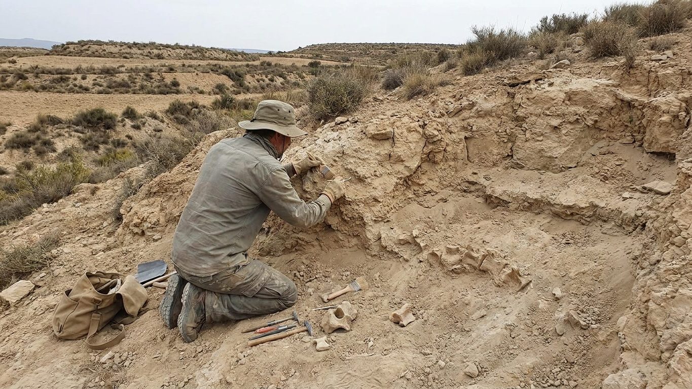 Des paléontologues ont remonté 14 vertèbres de queue d'une colline de Teruel et ce n'est pas la longueur de l'animal qui l...