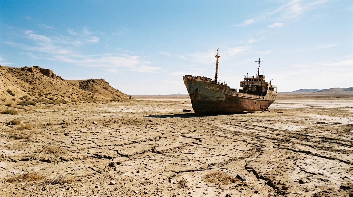 Si l’île Vozrojdenia a cessé d’être une île en 2001, ce n’est pas un barrage ni un séisme : c’est ce que la mer d’Aral ne retient plus