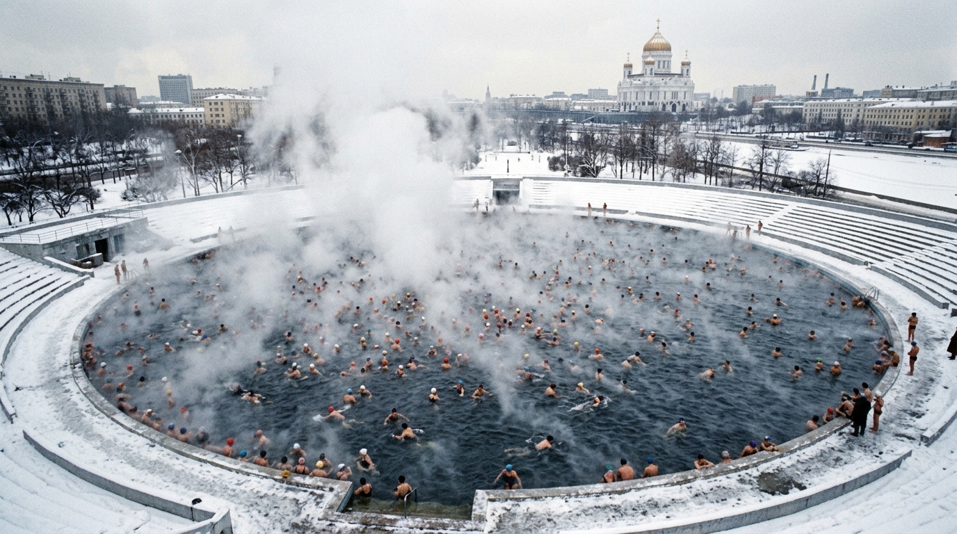 Sous une piscine à ciel ouvert de Moscou dormaient les fondations d’une tour que personne n’a jamais vue debout