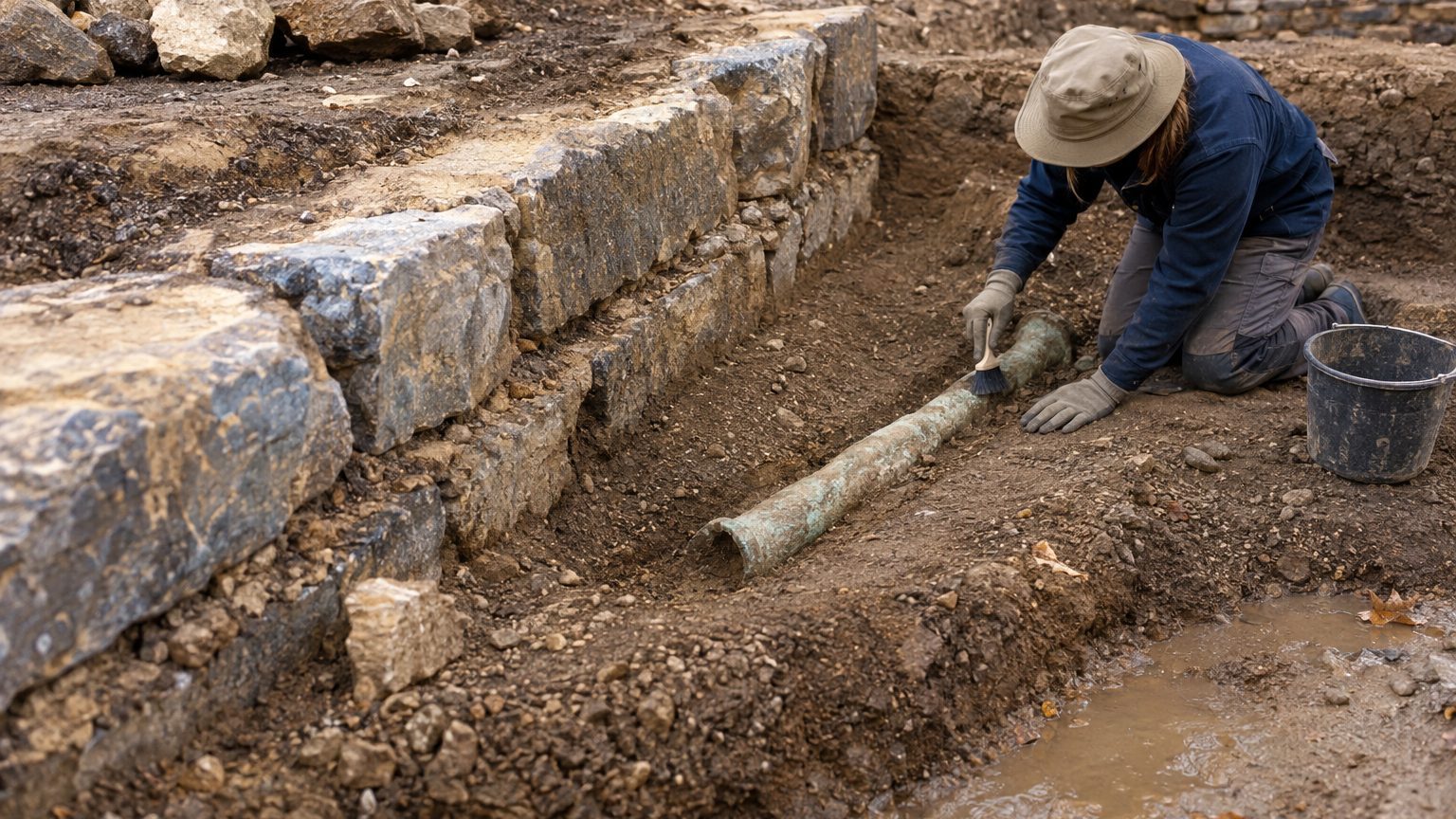 Bavay : trompette romaine de 3 m découverte au Forum antique